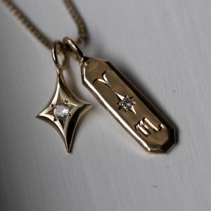Guld Nova Star Berlock - Vit Safir/Diamant - 14k massivt guld bild 7