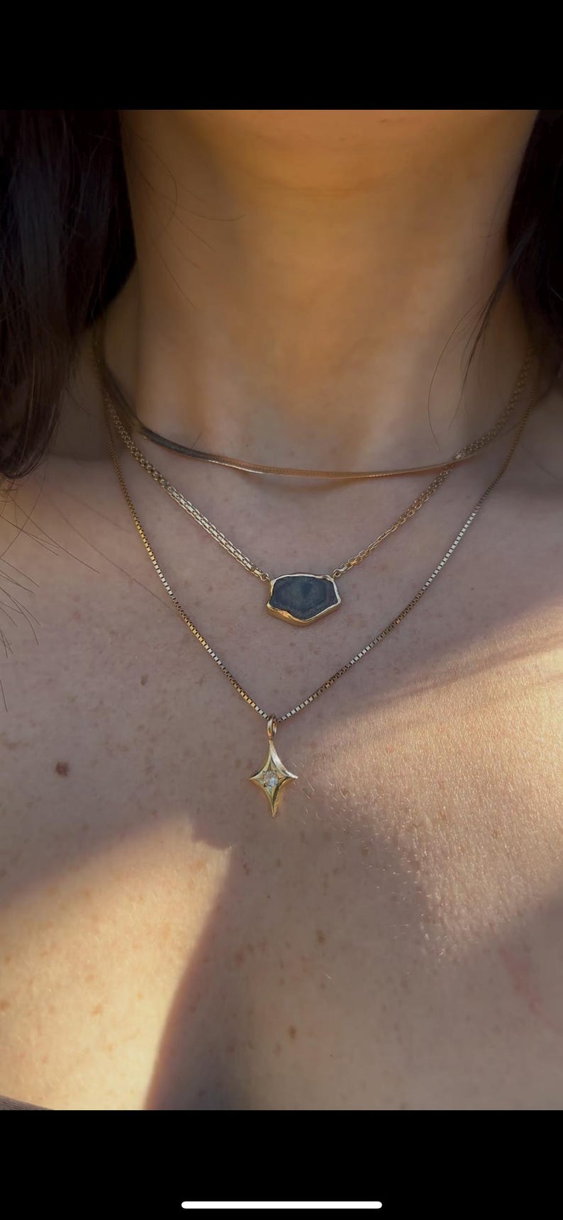 Guld Nova Star Berlock - Vit Safir/Diamant - 14k massivt guld bild 6