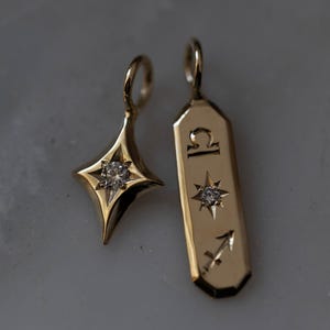 Guld Nova Star Berlock - Vit Safir/Diamant - 14k massivt guld bild 8