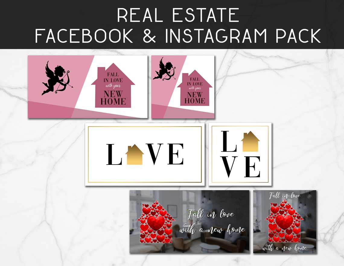 6 Pack Real Estate Valentines Day Facebook and Instagram Etsy