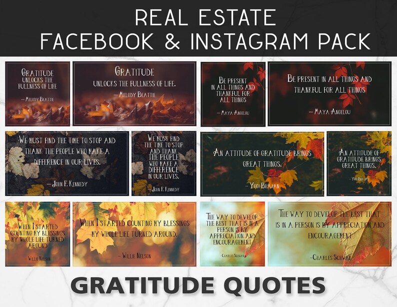 12Er Pack Herbst Dankbarkeit Zitate Facebook und Instagram Etsy