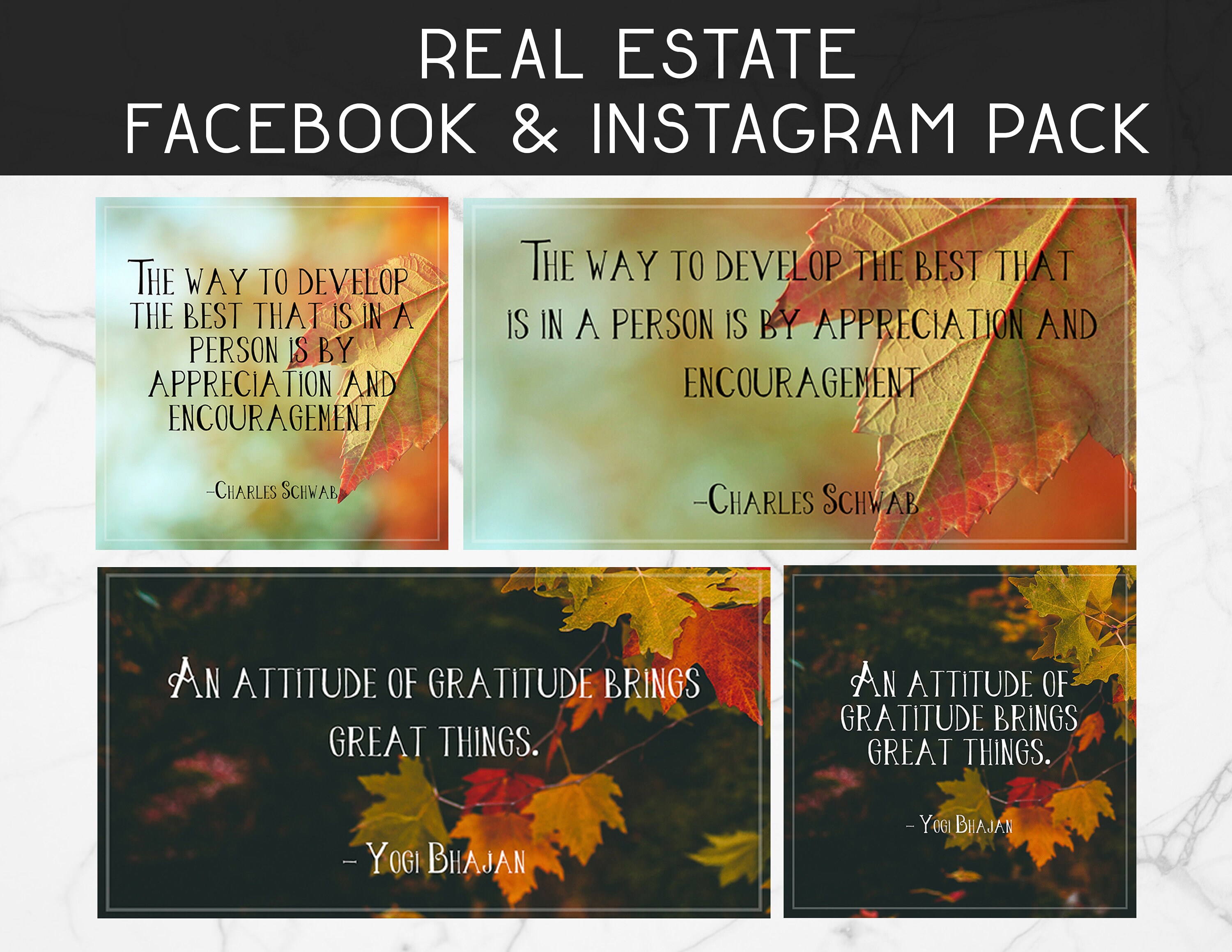 12Er Pack Herbst Dankbarkeit Zitate Facebook und Instagram Etsy