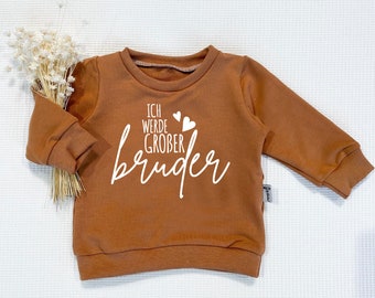 Caramel - Ich werde grosser Bruder (weiss) - Sweater von Sharlene Babymode Handmade in Germany Baby Pullover, Oberteil, Sweatshirt