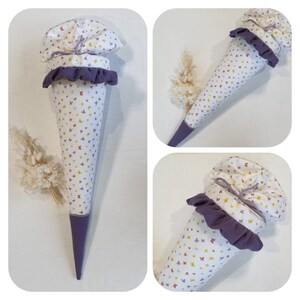 Cartable ou sac de garderie à volants violet - papillons colorés blancs - de Sharlene Babymode