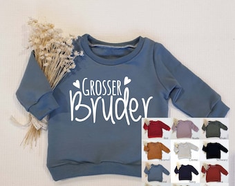 Sweater - Grosser/Kleiner Bruder mit Herzen (w) - Sweater - verschiedene Farben wählbar - Handmade, bedruckt, Pullover, Oberteil, Sweatshirt