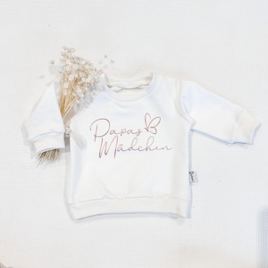 Sweater or shirt (with cuff) - Cream white - Daddy&#39;s girl + butterfly (R) - Sweater shirt by Sharlene Babymode Handmade in Germany