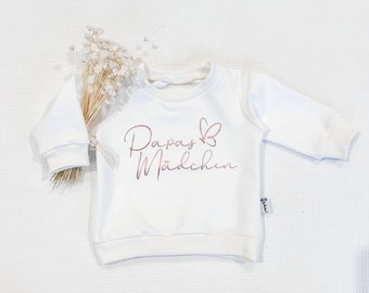 Sweater or shirt (with cuff) - Cream white - Daddy's girl + butterfly (R) - Sweater shirt by Sharlene Babymode Handmade in Germany