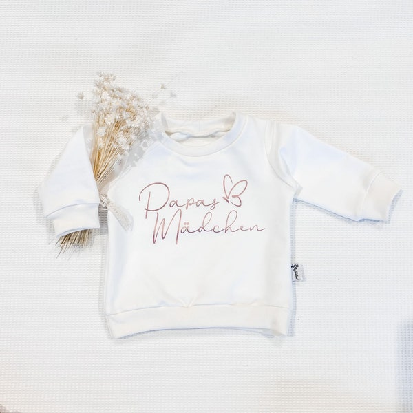 Weiß Pullover  - Papas Mädchen + Schmetterling (Rosegold) - Sweater Sweatshirt von Sharlene Babymode Handmade in Germany