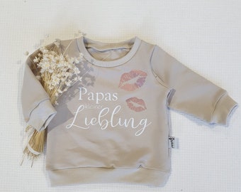 Creme - Papas kl. Liebling (Weiß-Rosegold) - Sweater - Sweater von Sharlene Babymode Handmade in Germany Baby Pullover, Oberteil, Sweatshirt