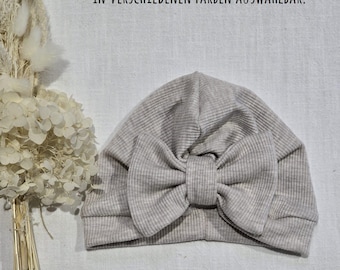 Turban Mütze aus Ripjersey - Verschiedene Farben wählbar - Baby Sommer, Frühling Babymütze, Haube Sharlene Babymode