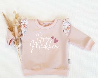 Rose - Sweater oder Shirt - mit Rüschen Flowers - Papas o. Mamas Mädchen Herzen (W-R) - Sweater Sweatshirt von Sharlene Babymode Handmade