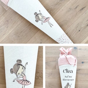 Ballerine en cône d'école / fille en cône d'école / danseuse en cône d'école / rose en cône d'école fleurs blanches Sharlene Babymode