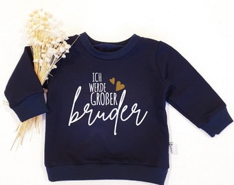Navy - Ich werde großer Bruder (Weiss-gold) - Sweater von Sharlene Babymode Handmade in Germany