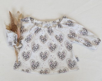 Leo Herz Bluse - lang- oder kurzarm - Bluse - von Sharlene Babymode - Handmade in Germany