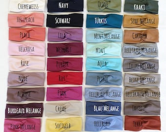 Stirnband Haarband für Mama o. Kind auswählbar - von Sharlene Babymode Uni Farben schlicht