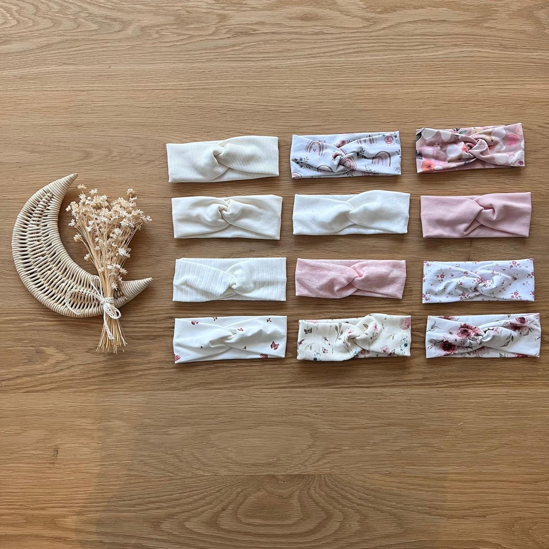 Baby Haarband Stirnband Mit Elefant - Graues Baumwoll Band Für Mädchen & Jungen