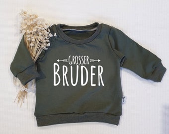Khaki - Grosser Bruder (weiss) - Sweater von Sharlene Babymode Handmade in Germany Baby Pullover, Oberteil, Sweatshirt