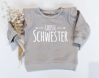 Creme mit Rüschenarm - Grosse/Kleine Schwester mit Pfeile (w) - Sweater von Sharlene Babymode Handmade in Germany Pullover, Sweatshirt