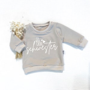 Cream - I'm going to be a big sister (black or white) - sweater by Sharlene Babymode Handmade in Germany Baby sweater, top, sweatshirt