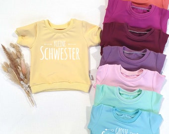 Shirt - Grosse/kleine Schwester mit Pfeilen (w) - Shirt - in 8 neuen Farben wählbar - Handmade, bedruckt, Pullover, Oberteil, Sweatshirt