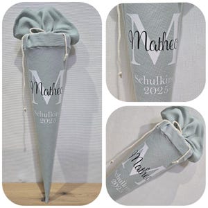 Cône d'école simple - mousseline unie avec lettre en blanc et nom en noir - disponible en plusieurs couleurs - par Sharlene Babymode