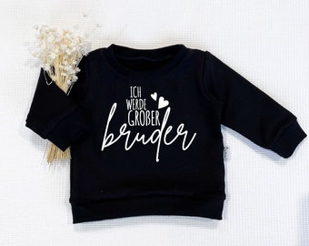 Schwarz - Ich werde großer Bruder (weiss) - Sweater von Sharlene Babymode Handmade in Germany Baby Pullover, Oberteil, Sweatshirt