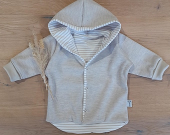 Waffle jersey crema - strisce crema - giacca - di Sharlene Babymode Giacca fatta a mano giacca reversibile cappotto per bambini giacca estiva