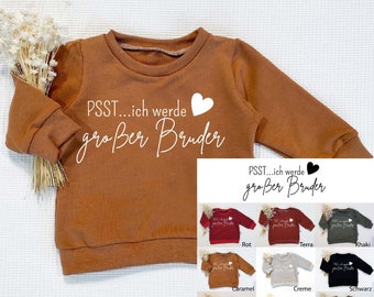 Sweater - Psst... I'm going to be a big brother (white) - 9 different colors to choose from - Sweater by Sharlene Babymode Handmade