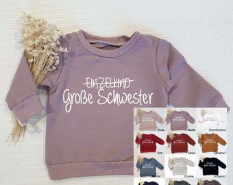 Sweater - only child crossed out - big sister (white) - different colors available - sweater by Sharlene Babymode Handmade