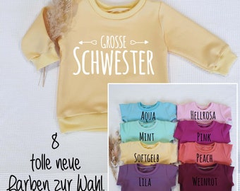 Sweater - Grosse/kleine Schwester mit Pfeilen (w) - Sweater - in 8 neuen Farben wählbar - Handmade, bedruckt, Pullover, Oberteil, Sweatshirt