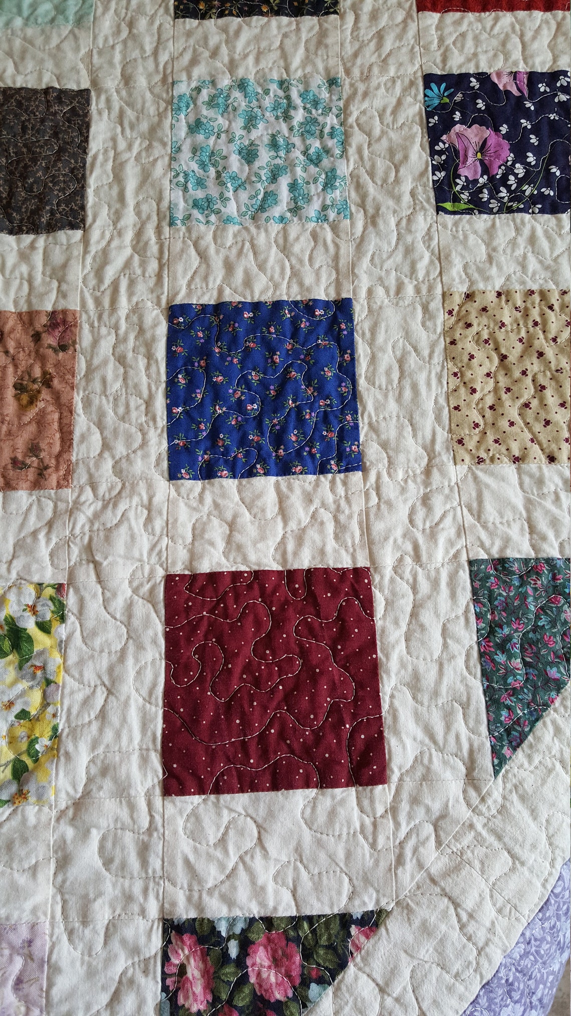 Quilted Patchwork Blanket Multi Print Quilt Checkered Quilt Etsy