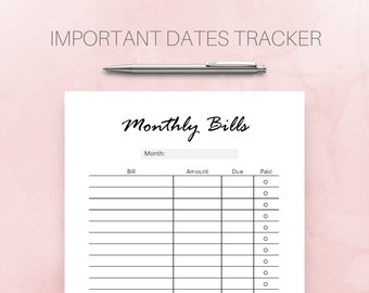 monthly bill tracker finance planner money planner budget planner printable budget template budget planning finance organizer money