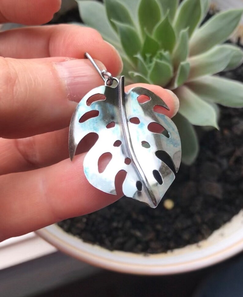 Monstera blue steel colour shops earrings