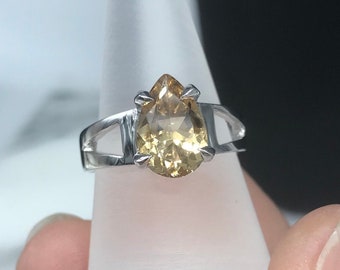 Champagne 2ct natural Topaz COCKTAIL Ring size O