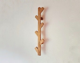 Boho Wooden Wall Mounted Coat Rack: Entryway Hanger