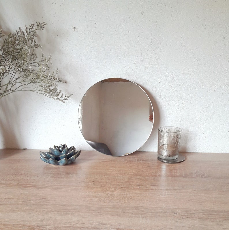 White Round Mirror Wall Hanging Circle Decorative Bathroom Bohemian Scandinavian Frameless