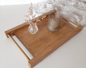 Pine Wood Tray with Handles: Farmhouse Coffee Table Decor