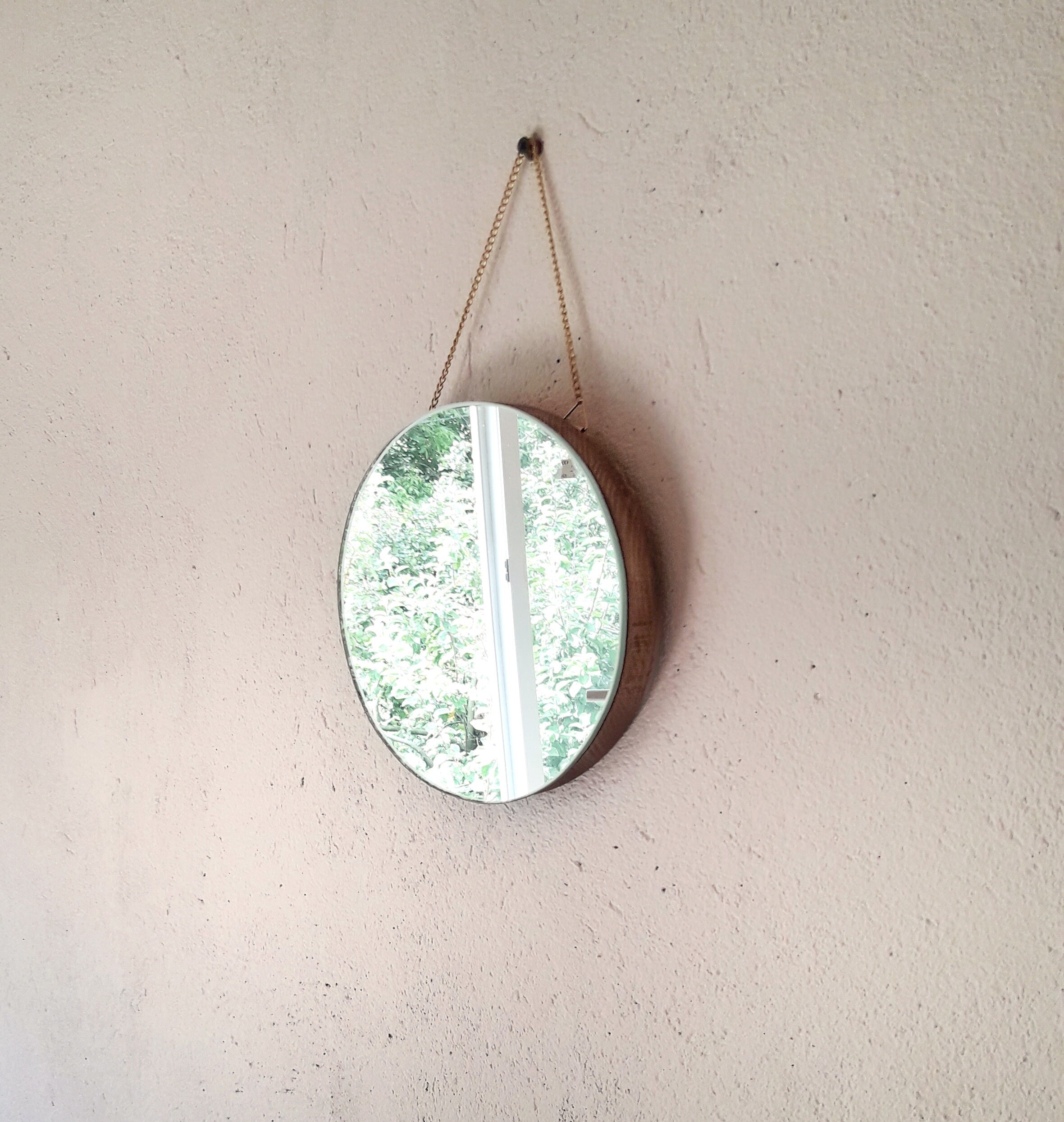 Round Mirror on a Chain Wall Hanging Mirror Wall Decor Circle Etsy