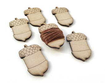 Wooden Floss Bobbins: Embroidery Thread Organizer, Set of 10 Sewing Thread Holder Acorn Shaped