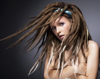 100% Human Hair DREADLOCK EXTENSIONS -Custom Colors-Lengths-Sizes-Whispy Ends (20 pieces)4" 6" 8" 10" 12" 14" 16" 18" 20" 22" 24"