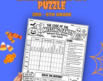 Halloween Logic Grid Puzzle: Critical Thinking Worksheet for 3rd – 5th Grade