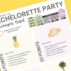 Charleston Bachelorette Party or Bridal Shower Scavenger Hunt | Printable & Mobile Friendly | Alcohol Free Fun