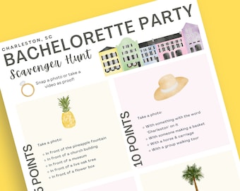 Charleston Bachelorette Party Scavenger Hunt: Mobile Friendly (PDF & JPG)