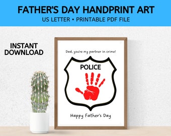 Police Officer Handprint Art | Father's Day Keepsake (PDF Download)