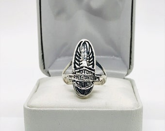 Vintage Sterling Silver Harley Davidson Ring Size 8 Vintage Rings Biker Rings Harley Davidson Jewelry Rings Size 8 Rings Motorcycle Rings