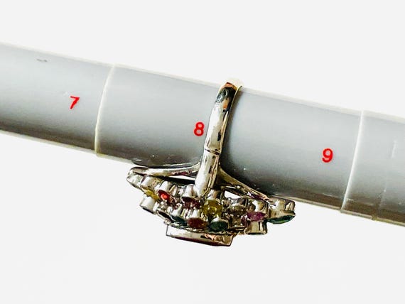 Vintage Sterling Silver Multi Gemstone Ring, Size… - image 7