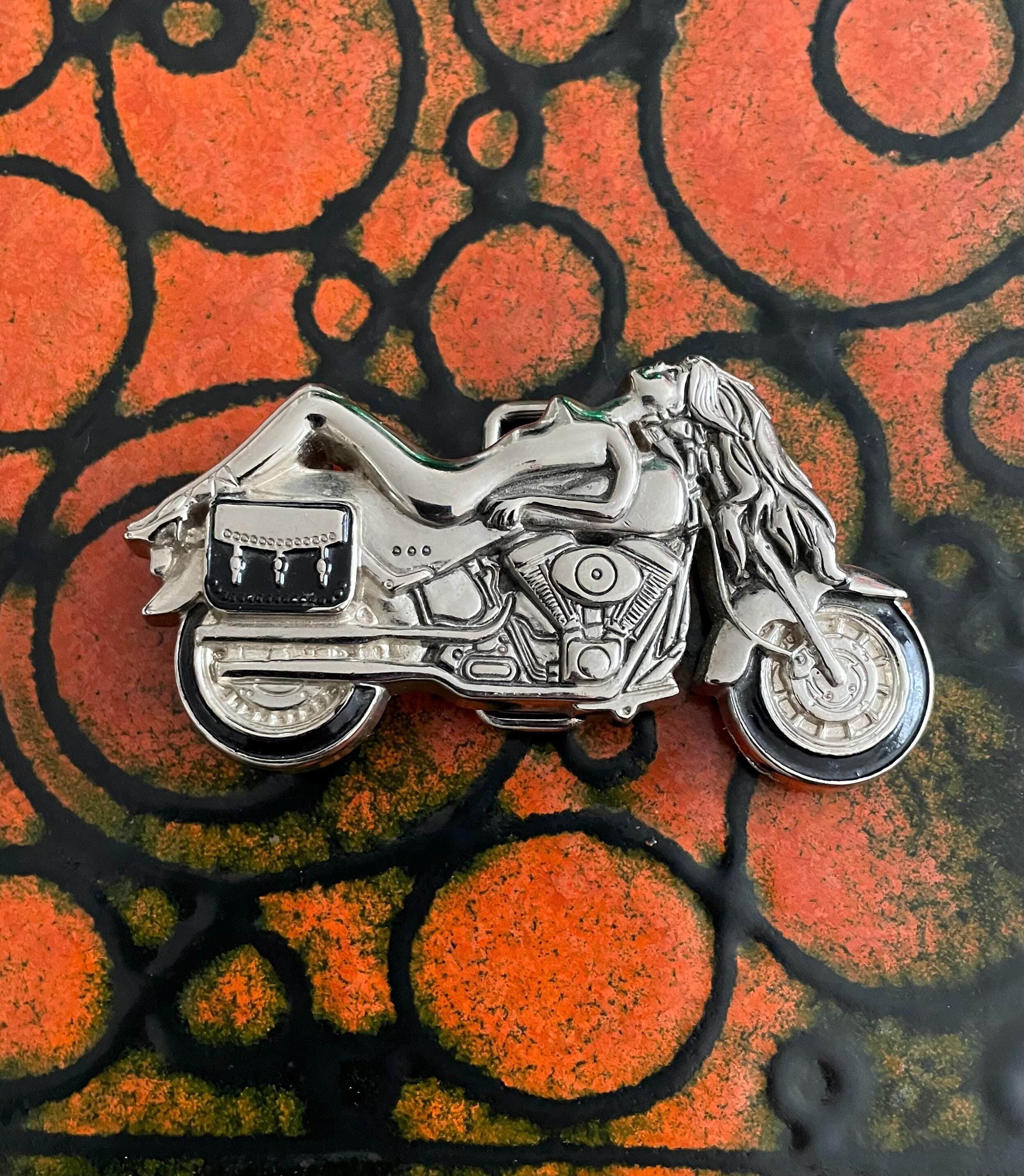 Motorcycle Belt Buckle, Lady on a Motorcycle, Vintage Belt Buckle, Vintage Jewelry, Free Shipping, Belt Buckles, Vintage