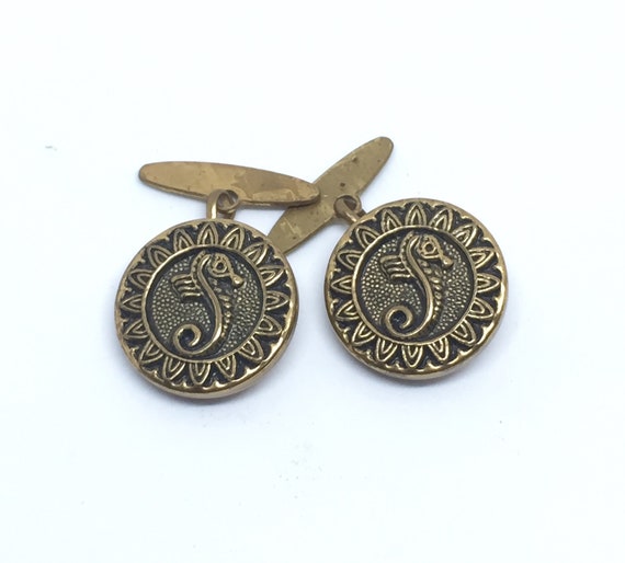 Men’s Antique Seahorse button cufflinks. - image 2
