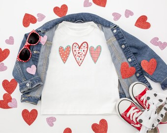 Valentinstag Outfit/Herz-Trio/Personalisieren Name/Geschwister/Monogramm/Rüschen/Baby/Kid/Kleinkind/Kinder/Shirt/Strampler/Blase/Kleid/Strampler