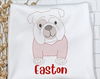 Mascota de Georgia Bulldog/Vamos dawgs/Vamos bulldogs/Hermano/Monograma/Volante/Bebé/Niño/Niño pequeño/Niños/Camisa/Mono/Burbuja/Bata/Pelele